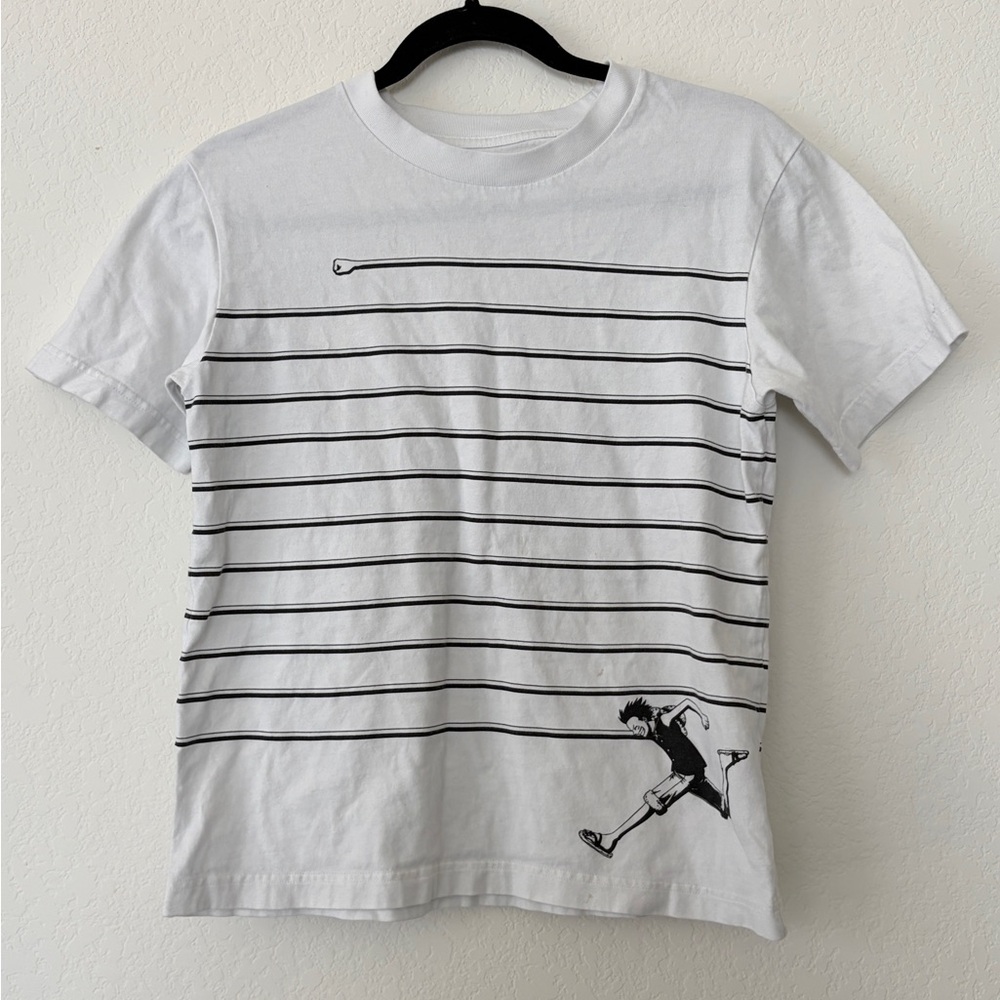 UNIQLO ARCHIVE ONE PIECE MONKEY D LUFFY RUNNING STRIPE TEE WHITE BLACK ANIME XS